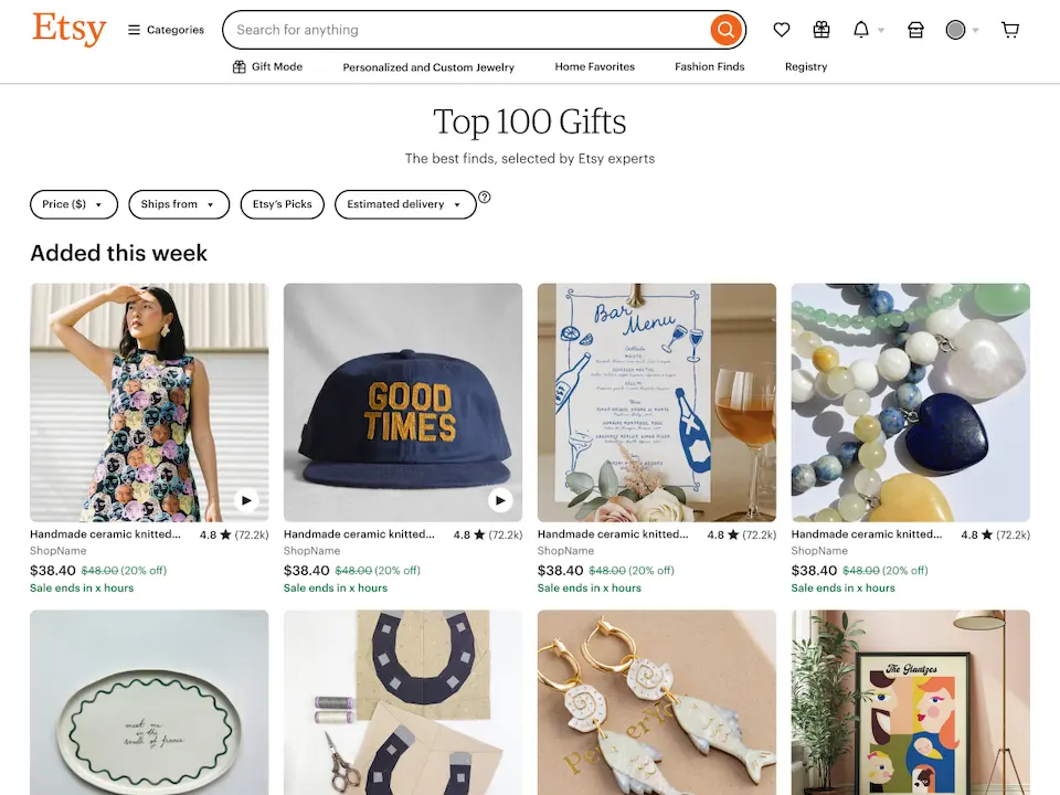 Merch landing page